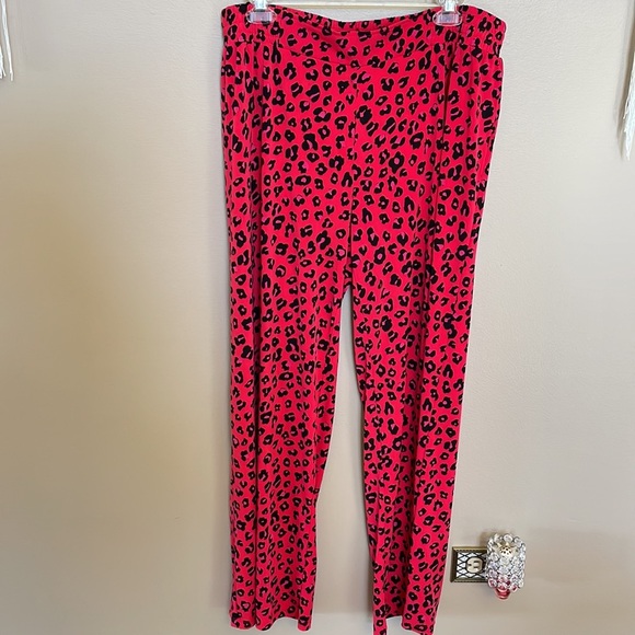 IMAN global Chic red black animal print palazzo wide leg pants pull on flowy XLP - Picture 2 of 9
